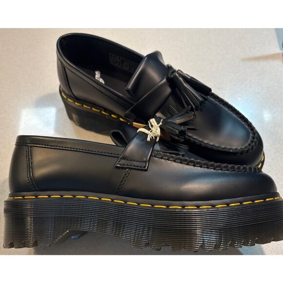 NWT Dr. Doc Martens Black Leather Platform Tassel Loafers Women's Size 9 New - Picture 4 of 14